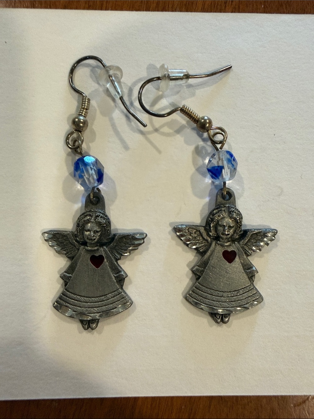 Vintage Pewter “PT 251” by SISK Angel Dangle Earrings